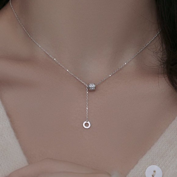 *NEW 925 Sterling Silver Diamond Drop Necklace - Picture 2 of 3